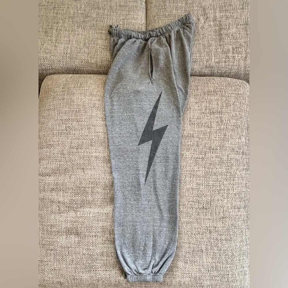 Aviator Nation Grey ⚡️ Black Bolt Sweats with Pockets Unisex Size XL